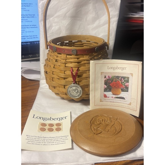 2004 Longaberger Tournament of Roses Let Me Call You Sweetheart Lid No Liner - Picture 1 of 12